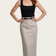 Falda midi Aristea | Gris Perla Mate