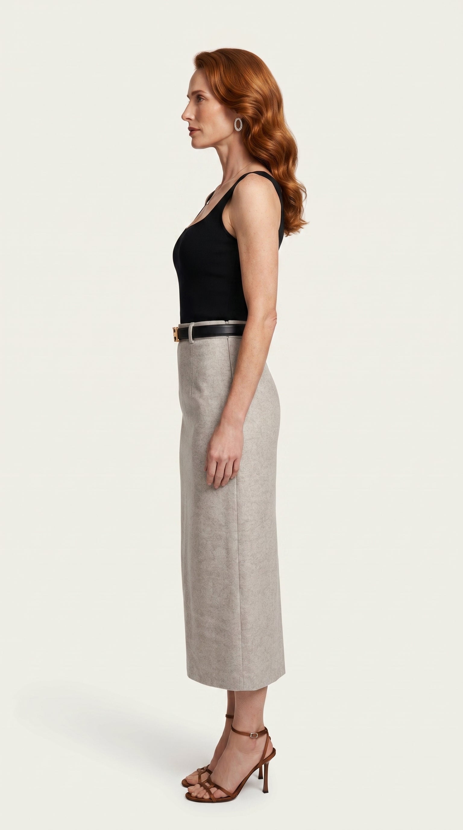 Falda midi Aristea | Gris Perla Mate