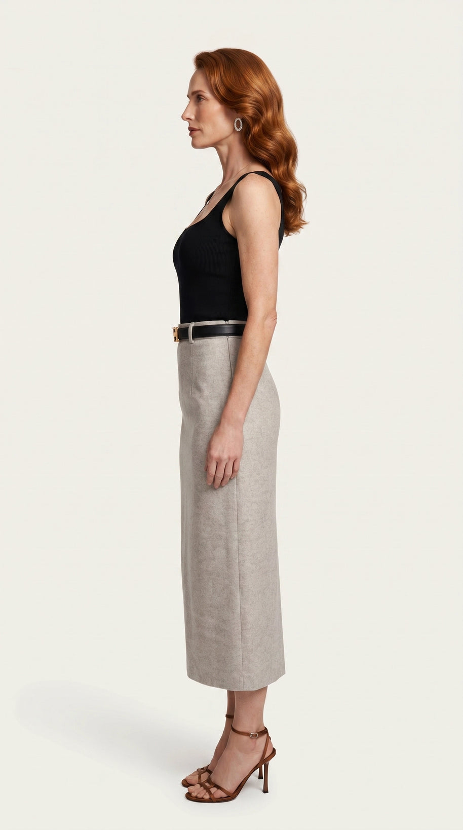 Falda midi Aristea | Gris Perla Mate