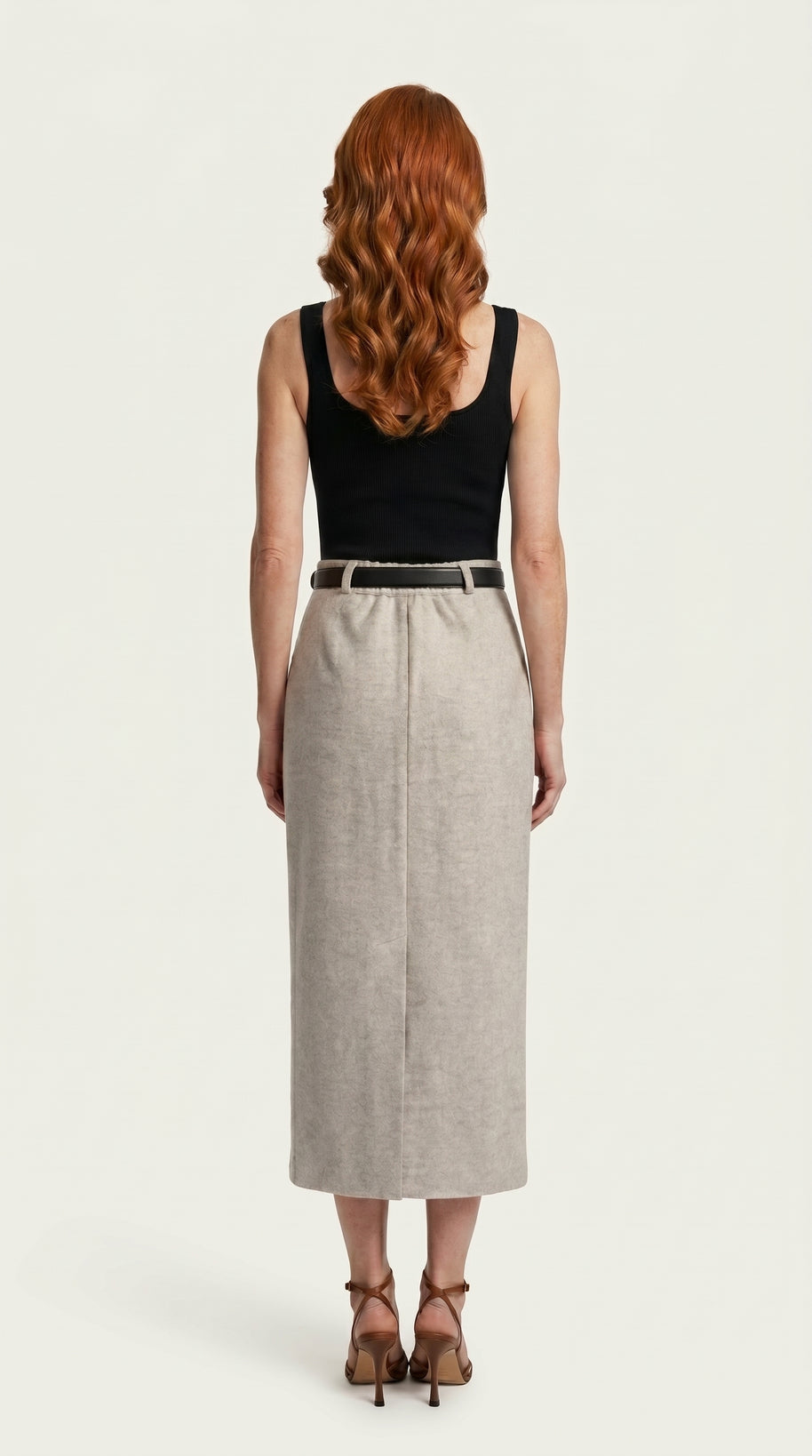 Falda midi Aristea | Gris Perla Mate