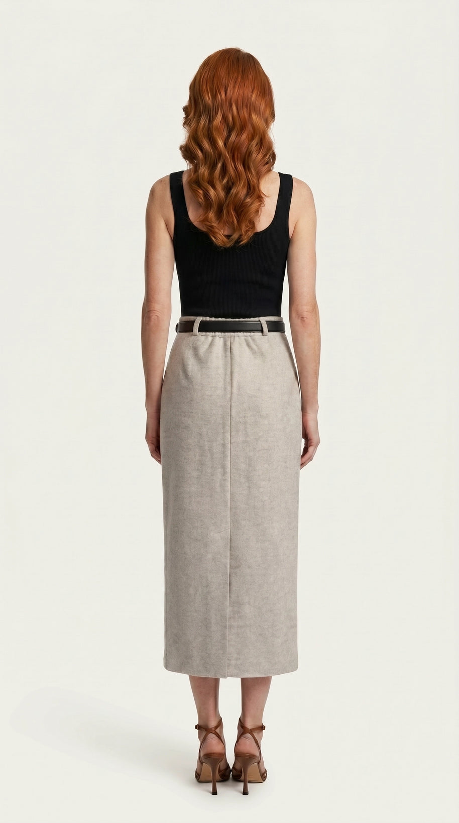 Falda midi Aristea | Gris Perla Mate