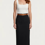 Falda midi Aristea | Negro Clásico
