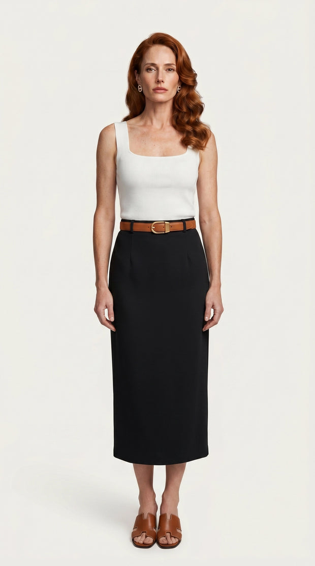 Falda midi Aristea | Negro Clásico
