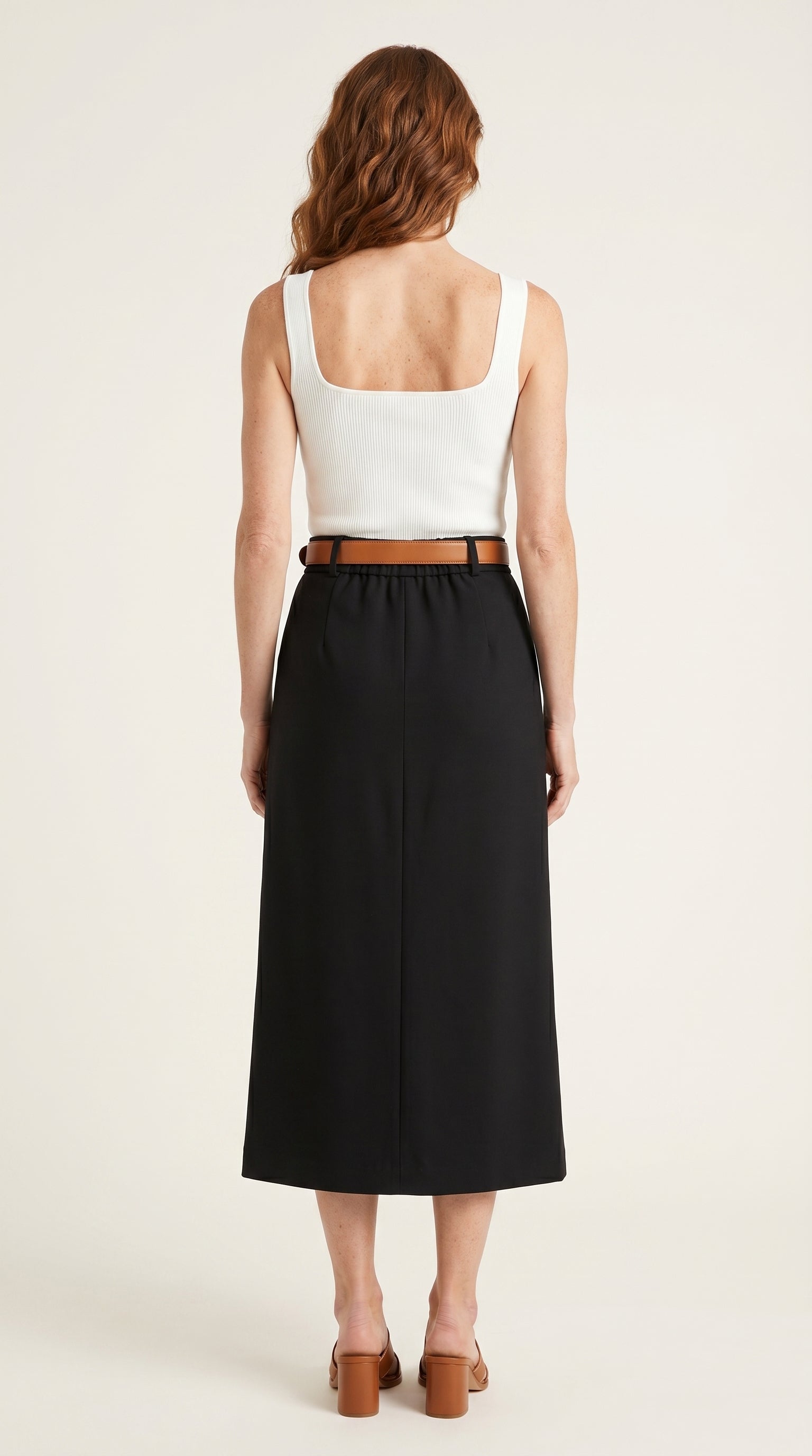 Falda midi Aristea | Negro Clásico