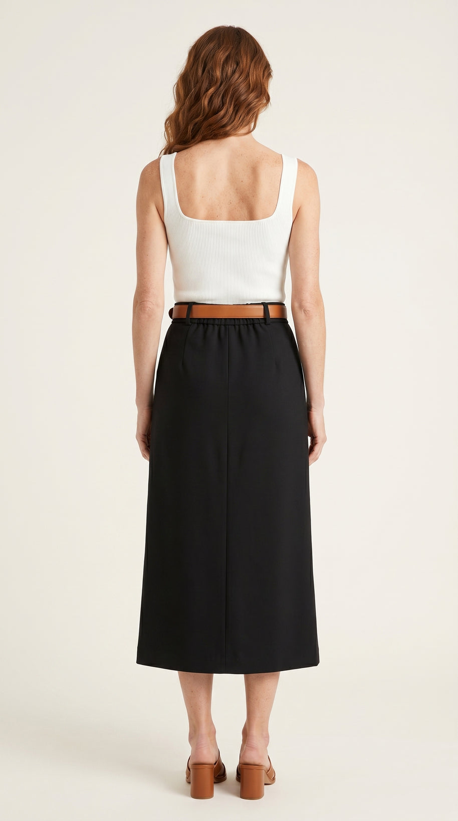 Falda midi Aristea | Negro Clásico
