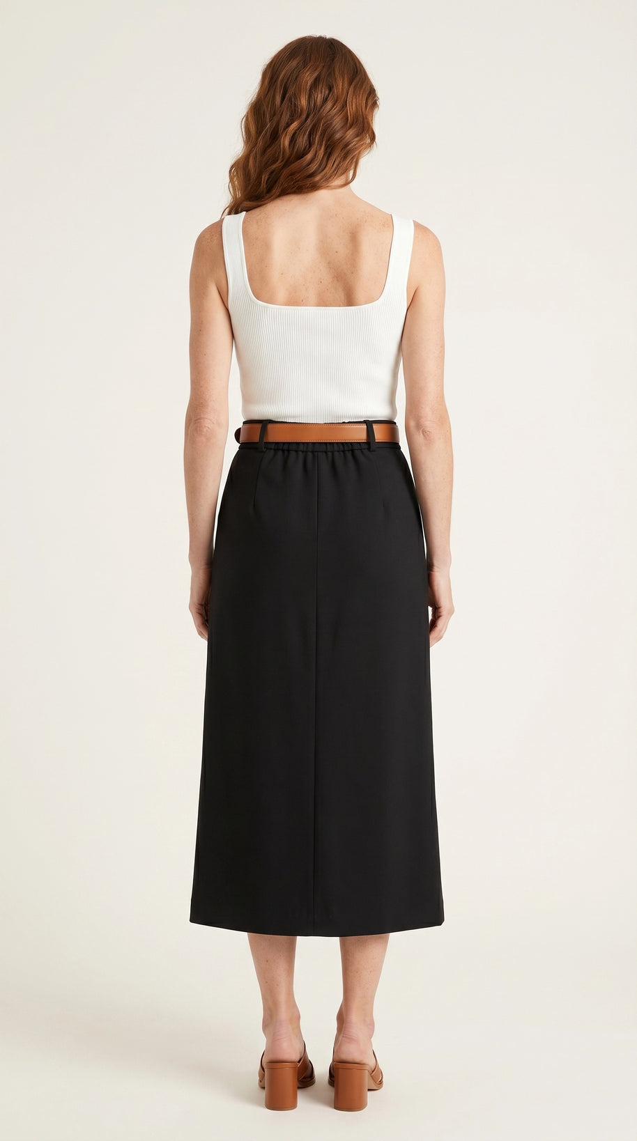 Falda midi Aristea | Negro Clásico