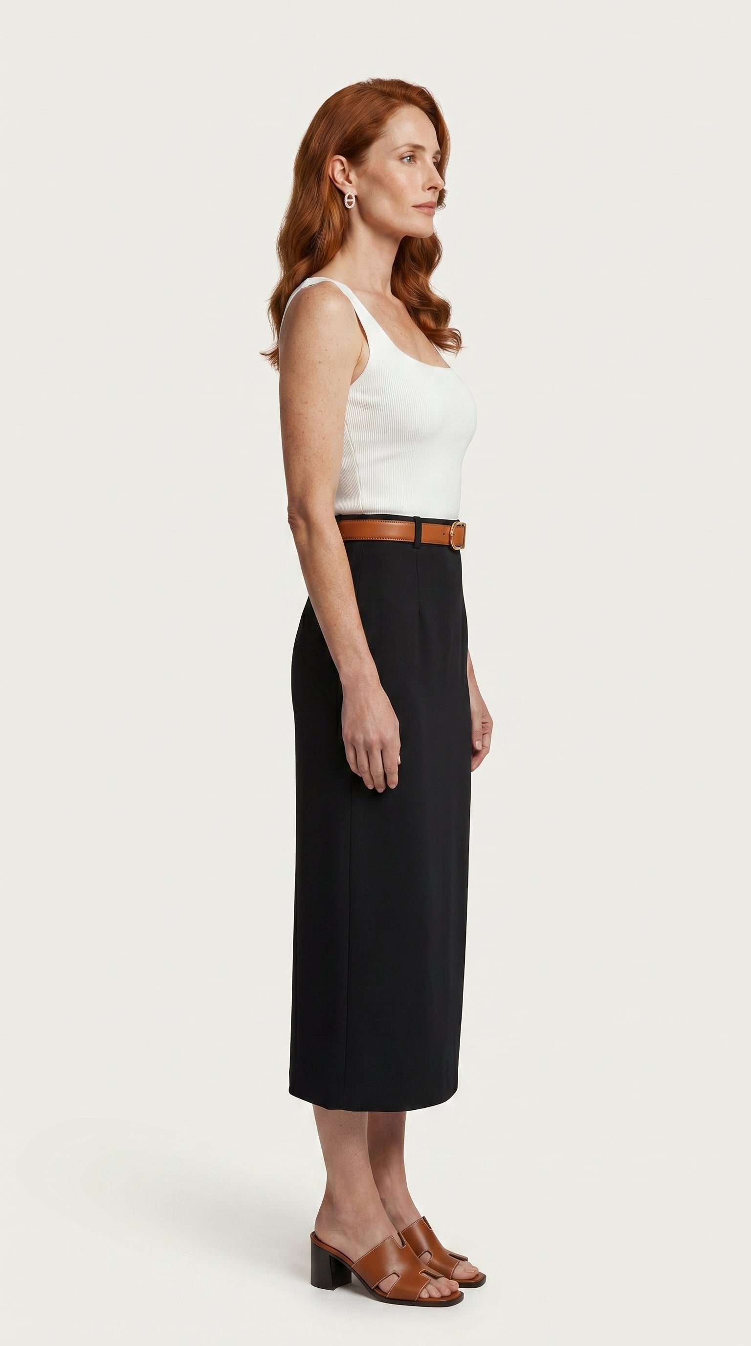 Falda midi Aristea | Negro Clásico