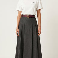 Falda midi plisada Héloïse | Gris Antracita