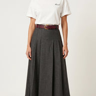 Falda midi plisada Héloïse | Gris Antracita