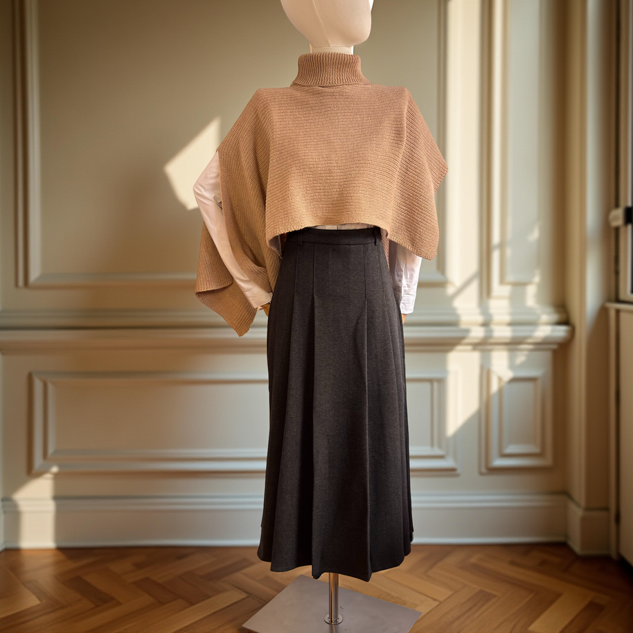 FALDA MIDI PLISADA HELOISE GRIS ANTRACITA