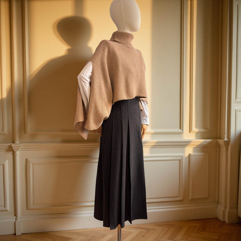 FALDA MIDI PLISADA HELOISE GRIS ANTRACITA