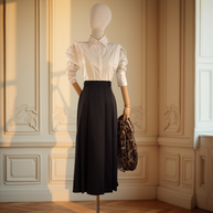 Falda midi plisada Héloïse - Negro Clásico