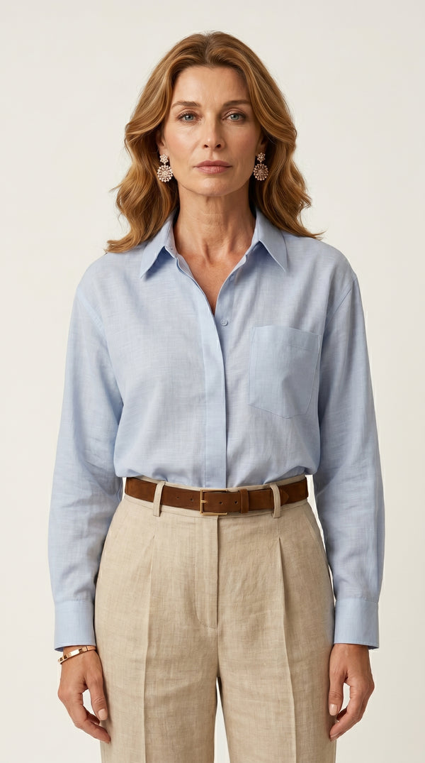Camisa de Lino Lis | Azul Empolvado