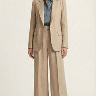 Traje Clásico de Lino Puro Estelle | Beige Perla