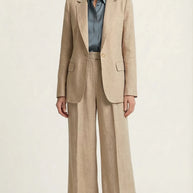 Traje Clásico de Lino Puro Estelle | Beige Perla