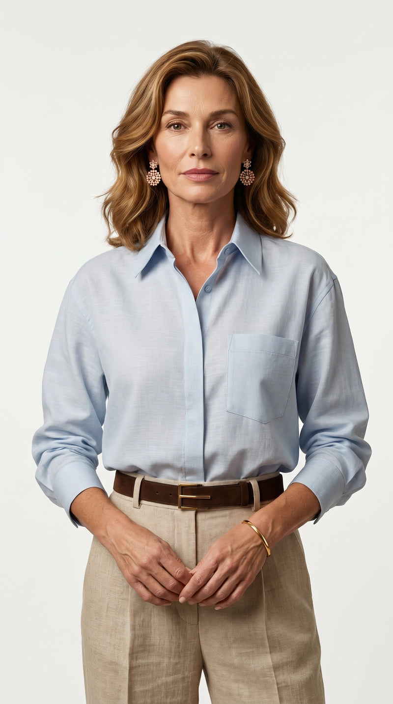 Camisa de Lino Lis | Azul Empolvado