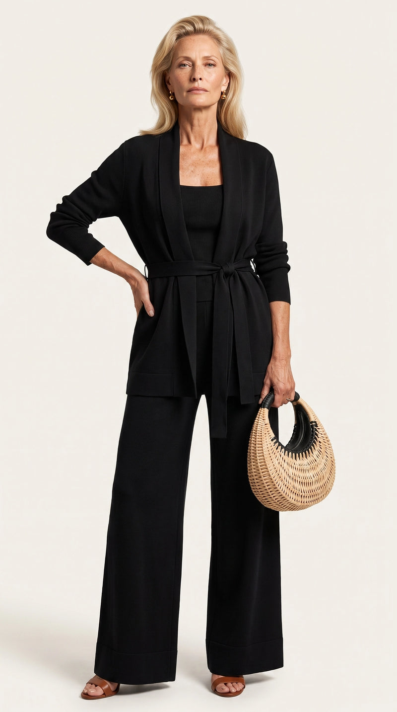 Conjunto Ocaso de Punto | Total Look 3 Piezas | Negro Clásico