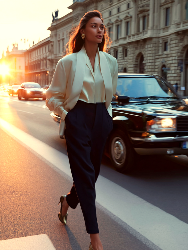 PANTALÓN ÁGATA CINTURA ALTA REGULAR - AZUL MARINO PROFUNDO