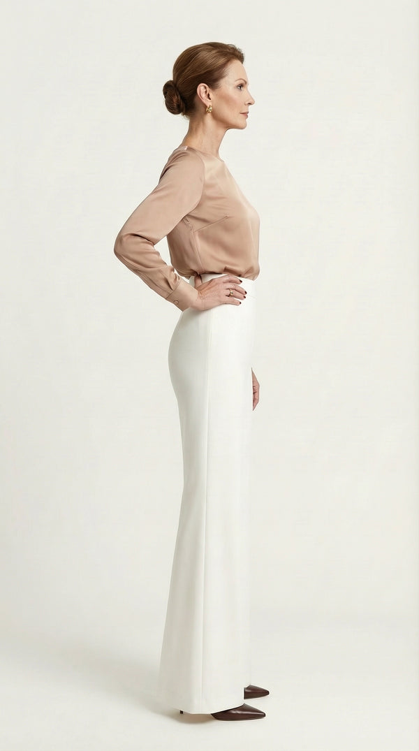 Pantalón Flare Amelie Cintura alta | Blanco Écru