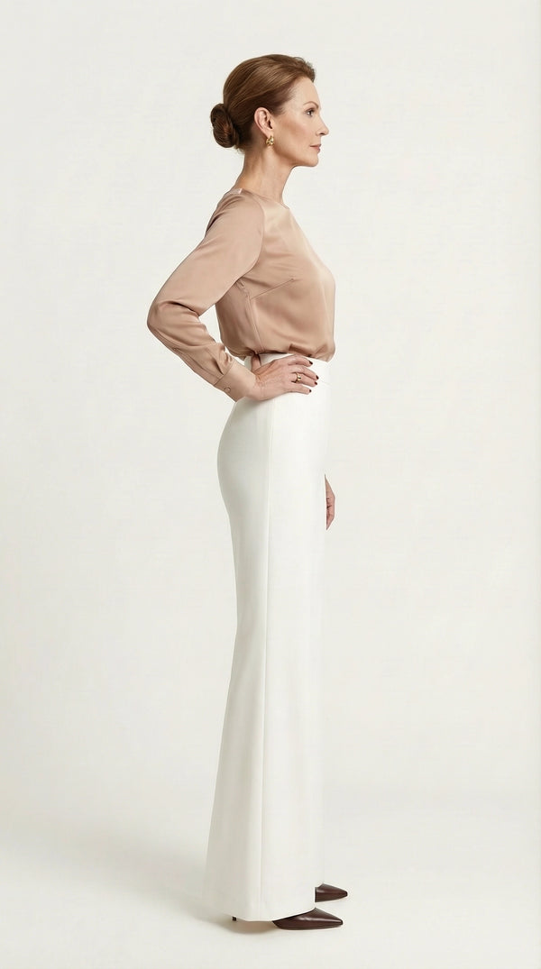 Pantalón Flare Amelie Cintura alta | Blanco Écru