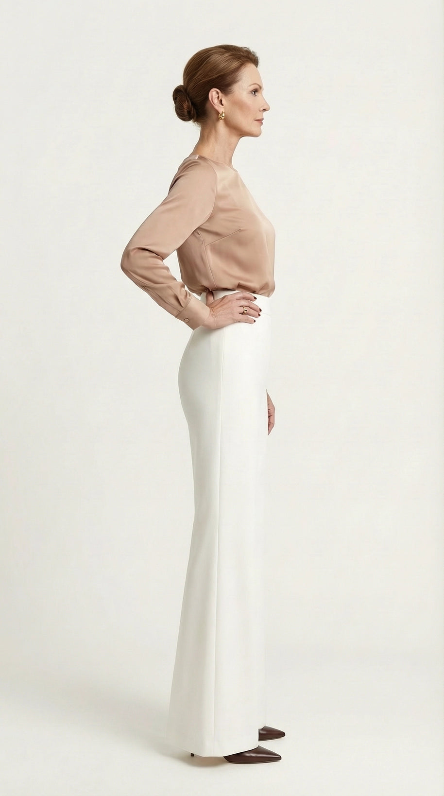 Pantalón Flare Amelie Cintura alta | Blanco Écru