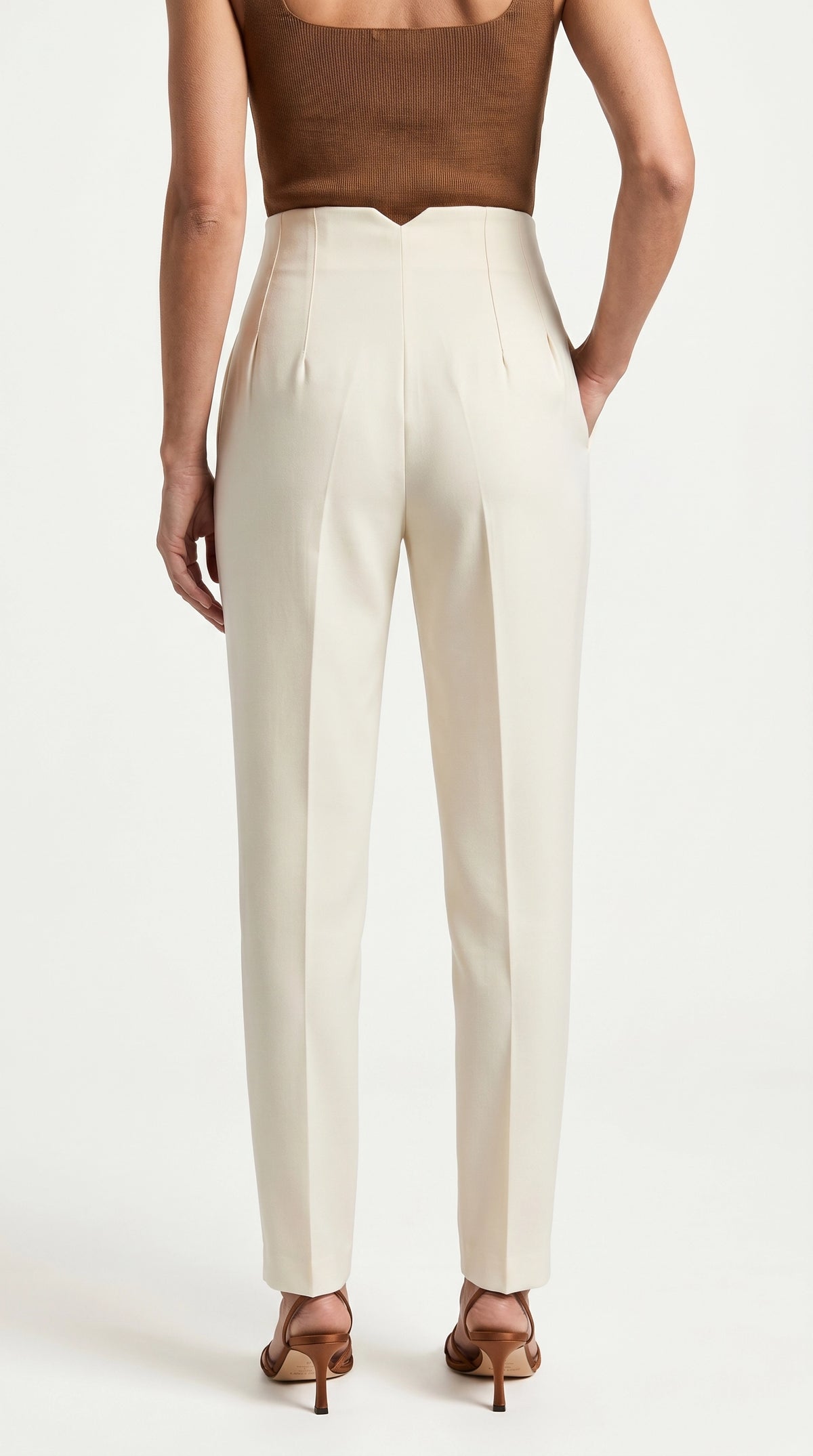 Pantalón Ágata | Sastrería Recta de Cintura Alta | Blanco Marfil