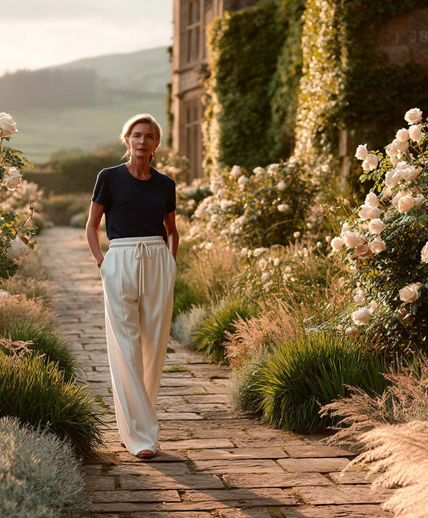 PANTALÓN LARGO SPORT-CHIC SIENA - BLANCO MARFIL