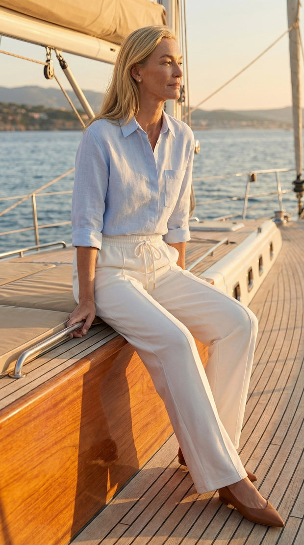 Pantalón Largo Siena Sport-Chic | Blanco Cloud