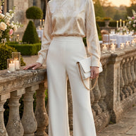 Pantalón Flare Amelie Cintura alta | Blanco Écru