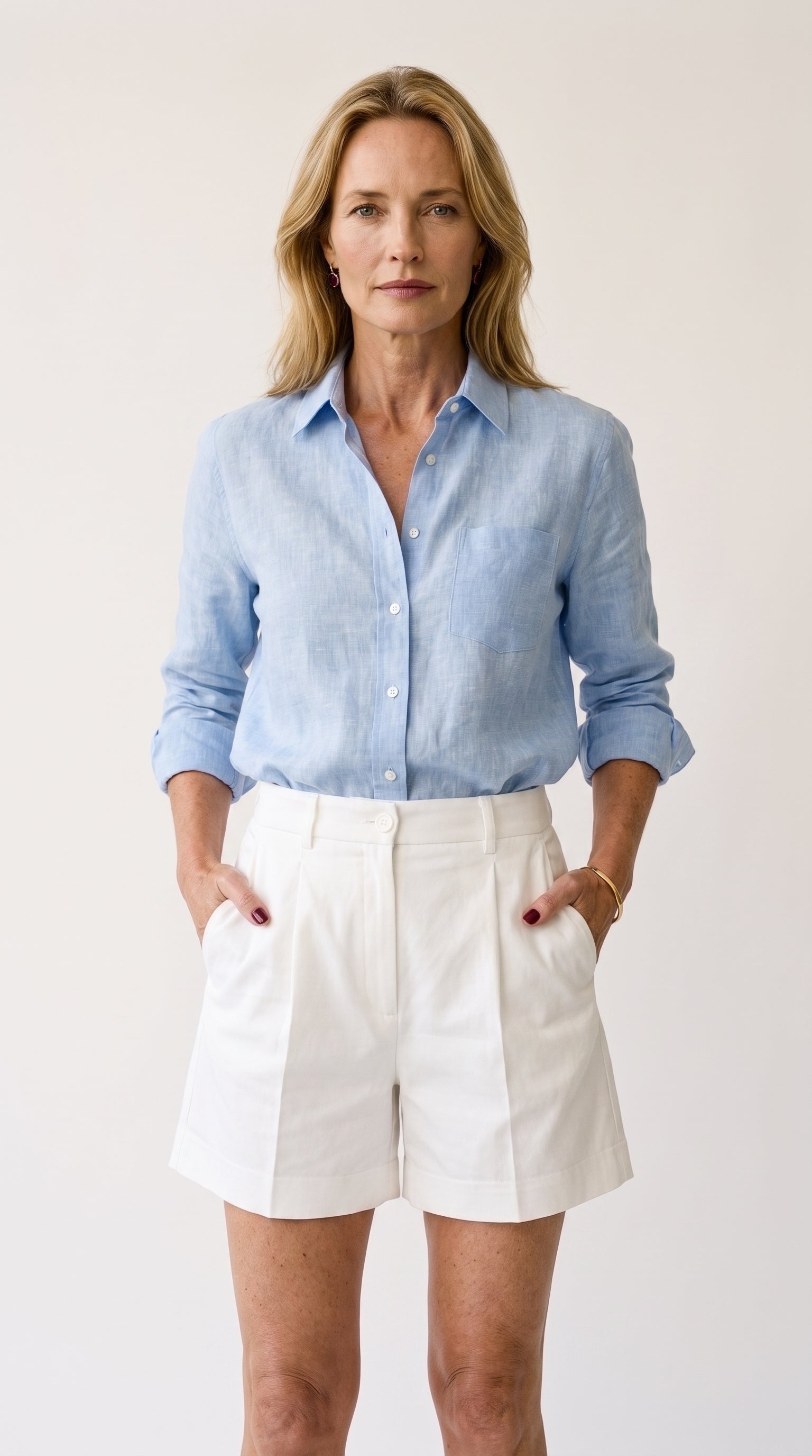 Bermuda Riviera Tiro Alto | Pantalón Corto Elegante | Blanco
