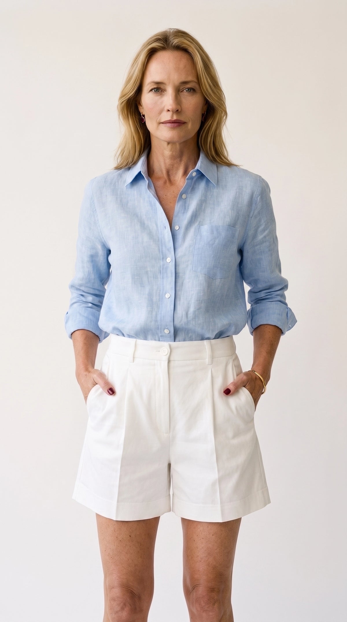 Bermuda Riviera Tiro Alto | Pantalón Corto Elegante | Blanco