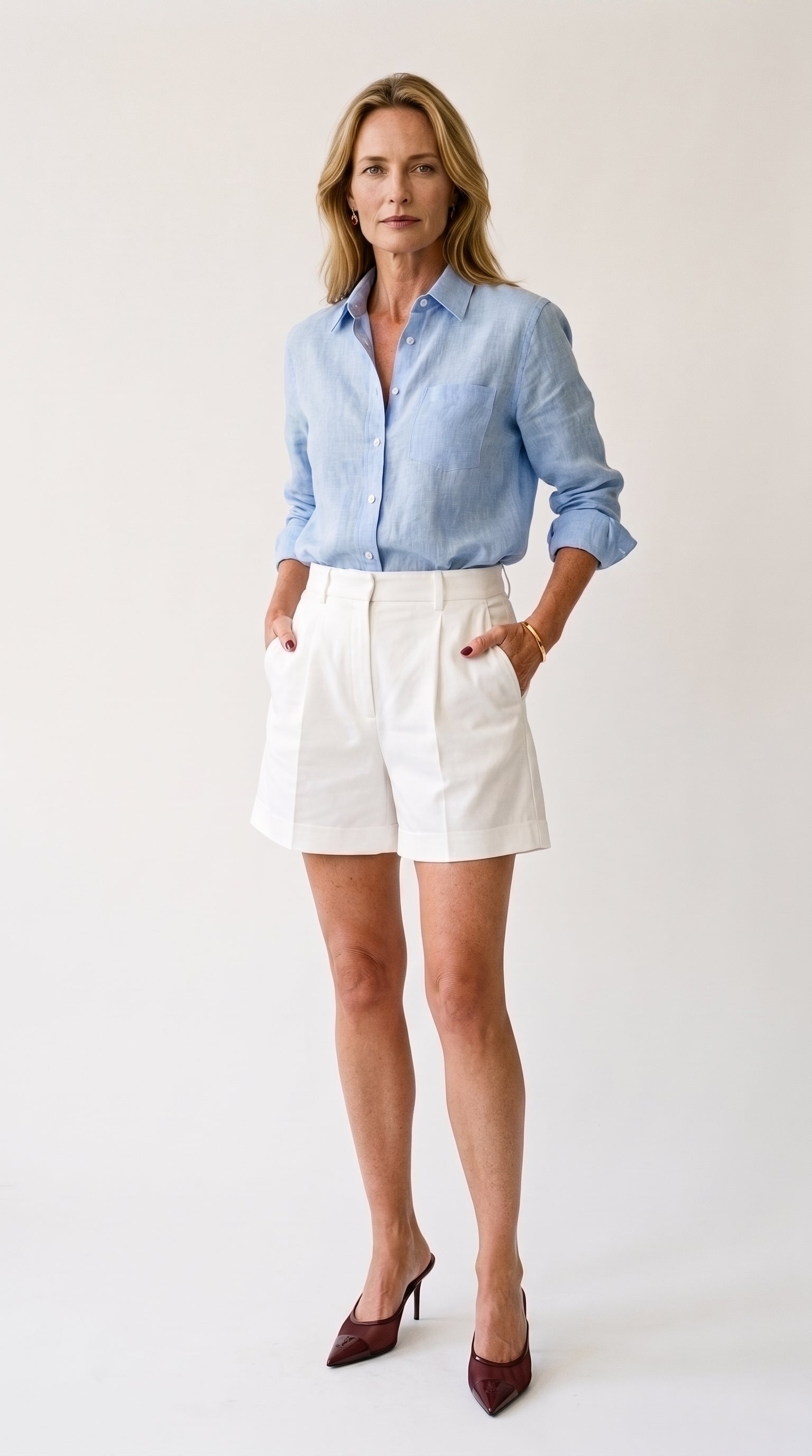 Bermuda Riviera Tiro Alto | Pantalón Corto Elegante | Blanco