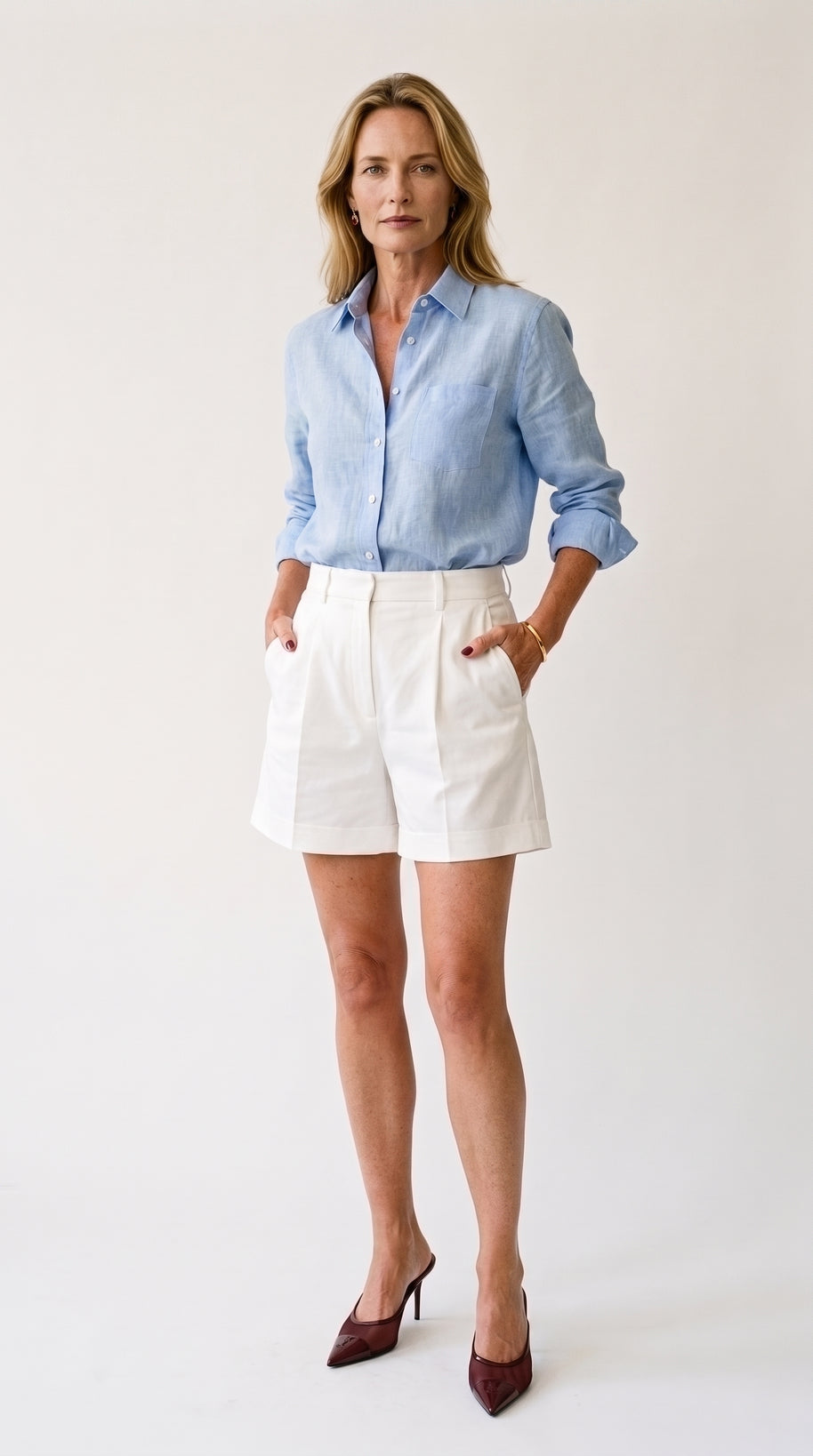 Bermuda Riviera Tiro Alto | Pantalón Corto Elegante | Blanco