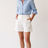 Bermuda Riviera Tiro Alto | Pantalón Corto Elegante | Blanco