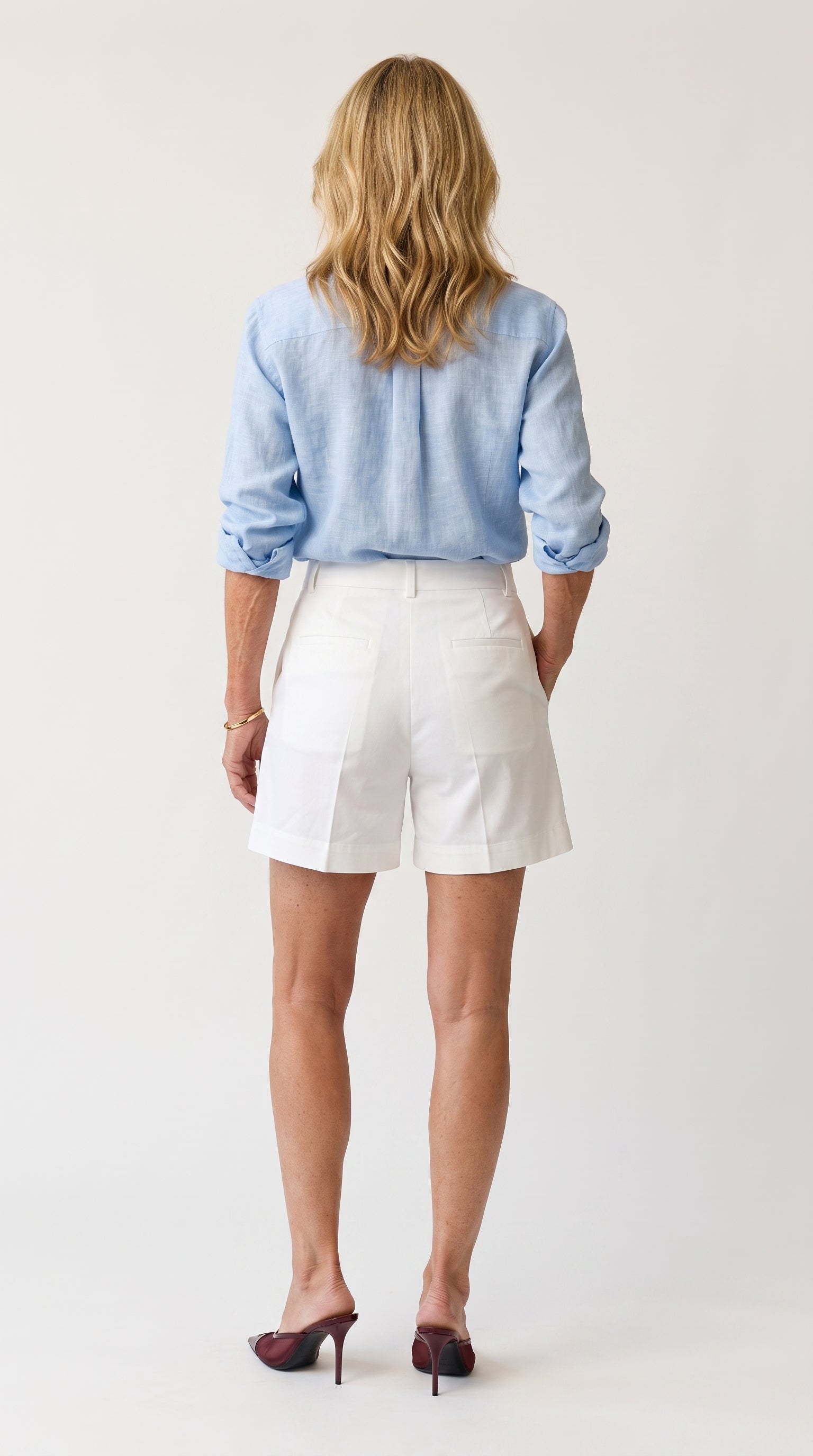 Bermuda Riviera Tiro Alto | Pantalón Corto Elegante | Blanco