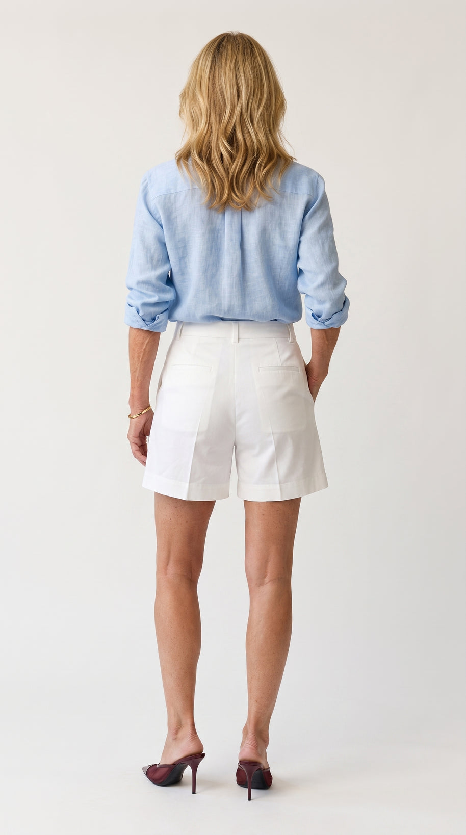 Bermuda Riviera Tiro Alto | Pantalón Corto Elegante | Blanco