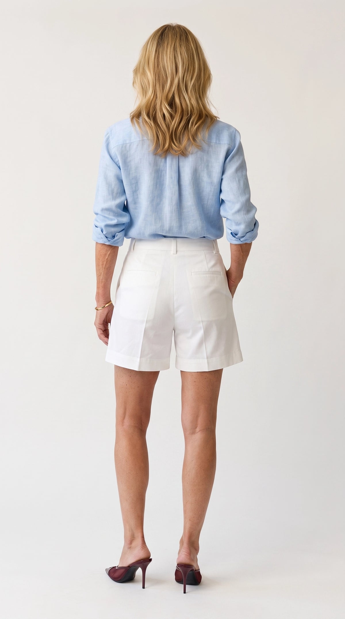 Bermuda Riviera Tiro Alto | Pantalón Corto Elegante | Blanco