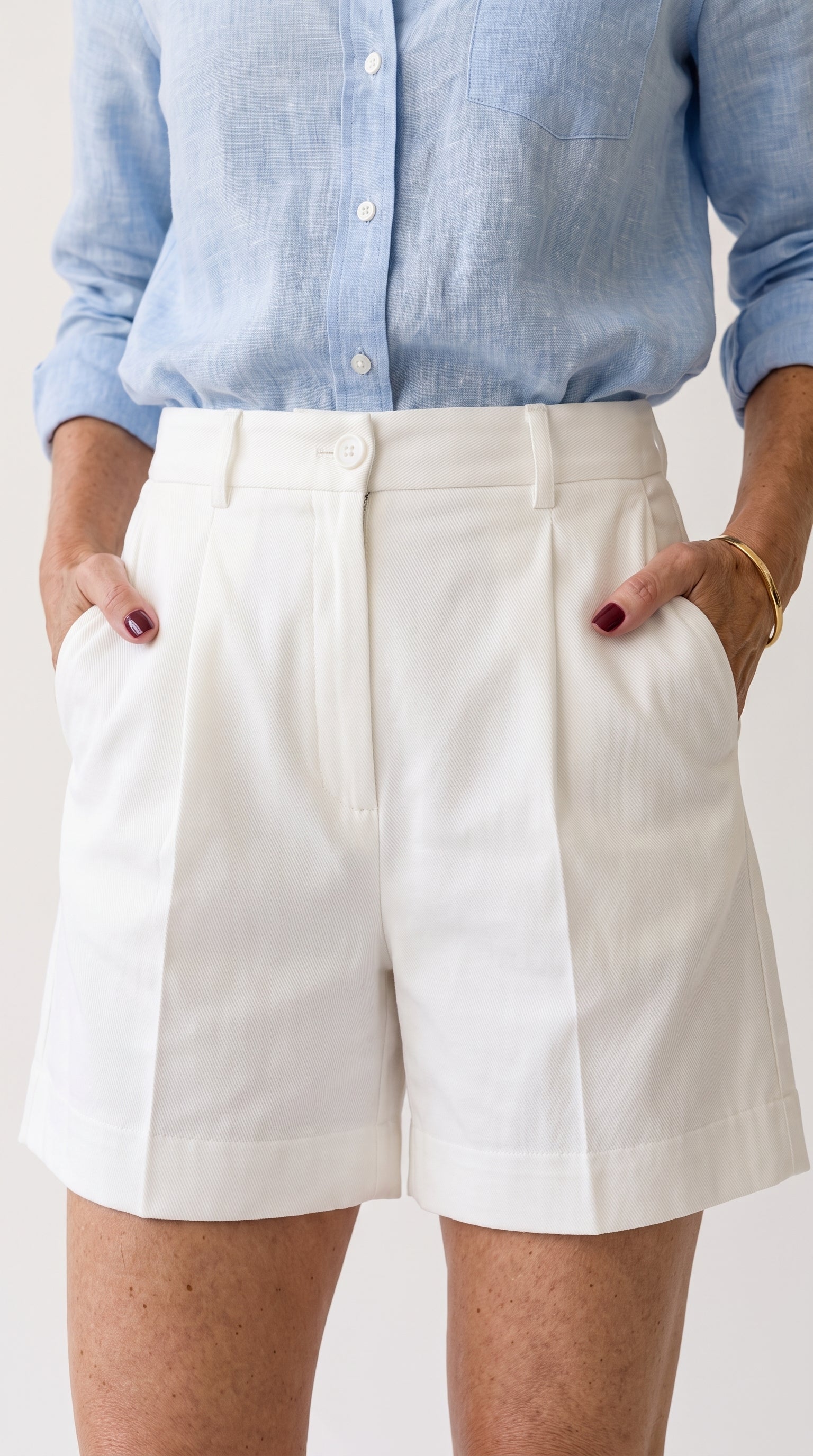 Bermuda Riviera Tiro Alto | Pantalón Corto Elegante | Blanco