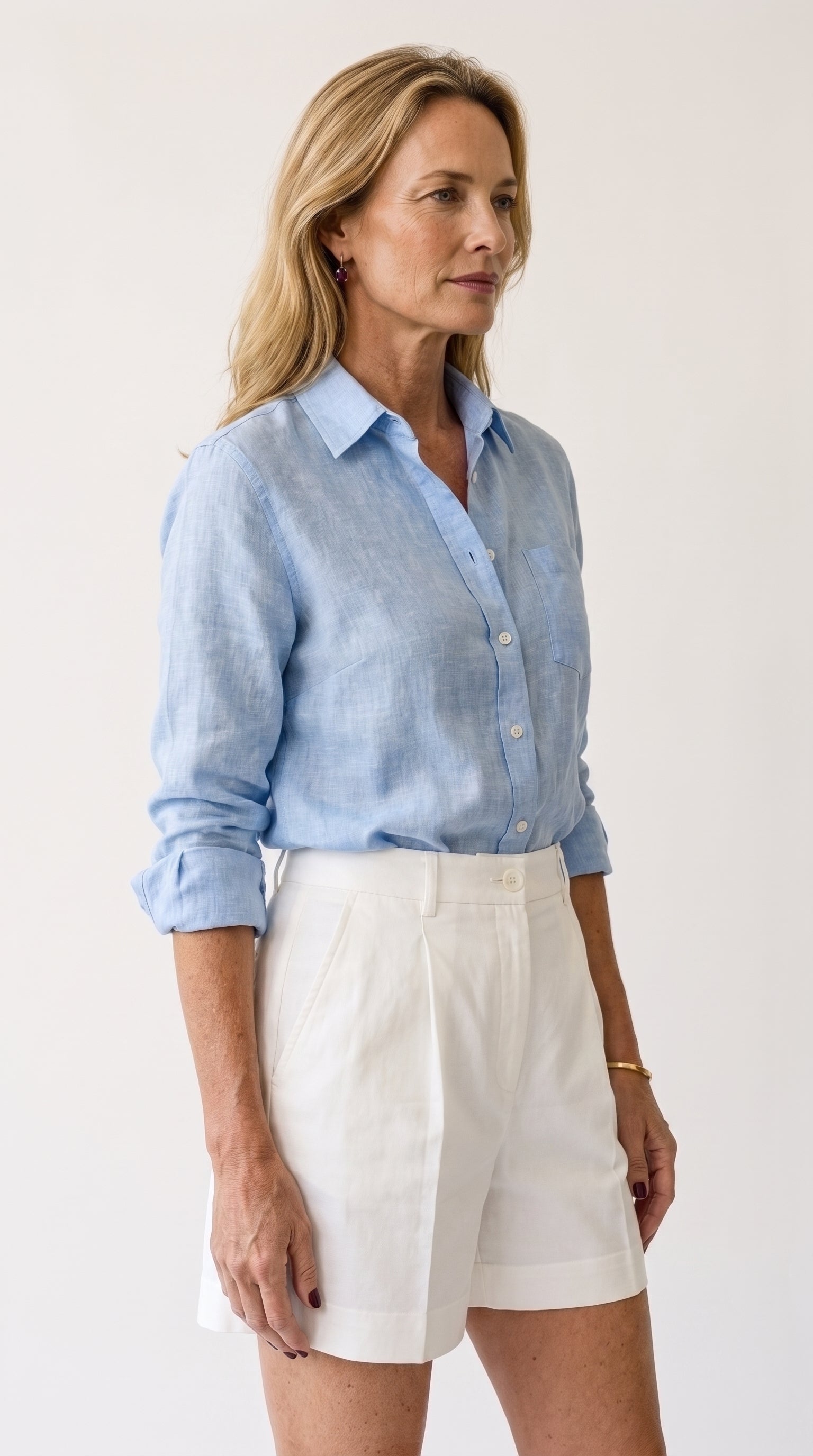 Bermuda Riviera Tiro Alto | Pantalón Corto Elegante | Blanco