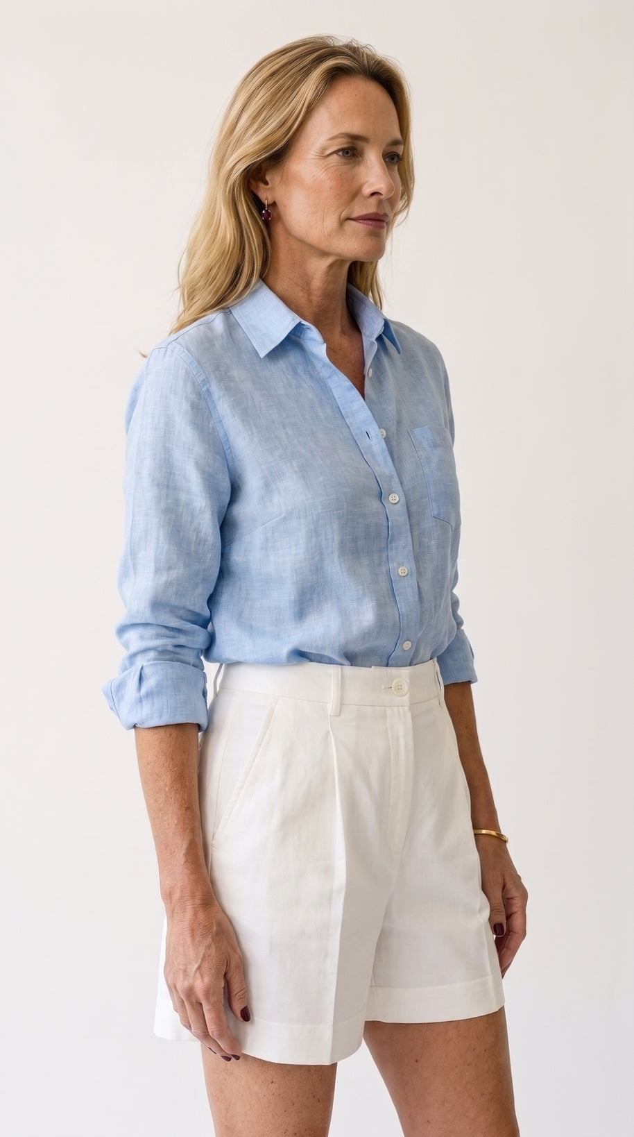 Bermuda Riviera Tiro Alto | Pantalón Corto Elegante | Blanco