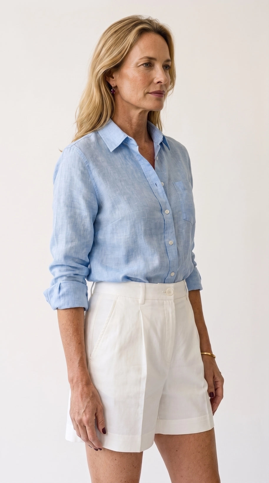 Bermuda Riviera Tiro Alto | Pantalón Corto Elegante | Blanco