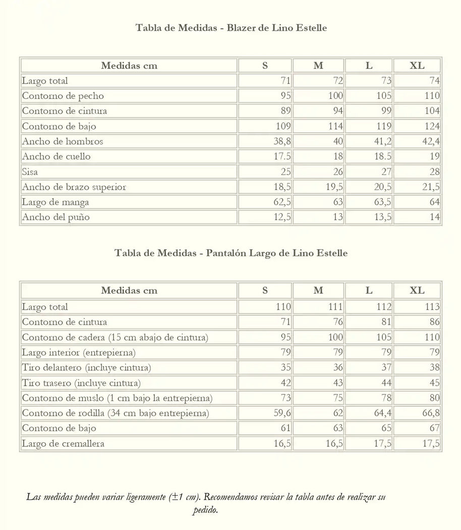 Traje Clásico de Lino Puro Estelle | Beige Perla