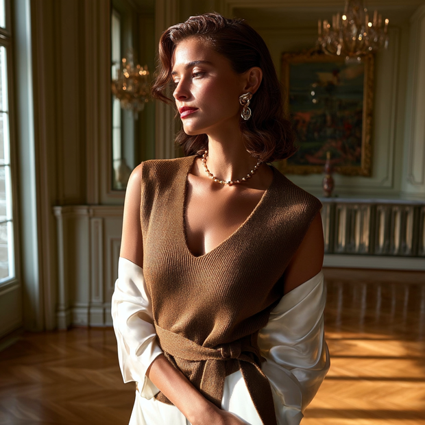 CHALECO DE PUNTO LUME - CARAMELO ANTIGUO