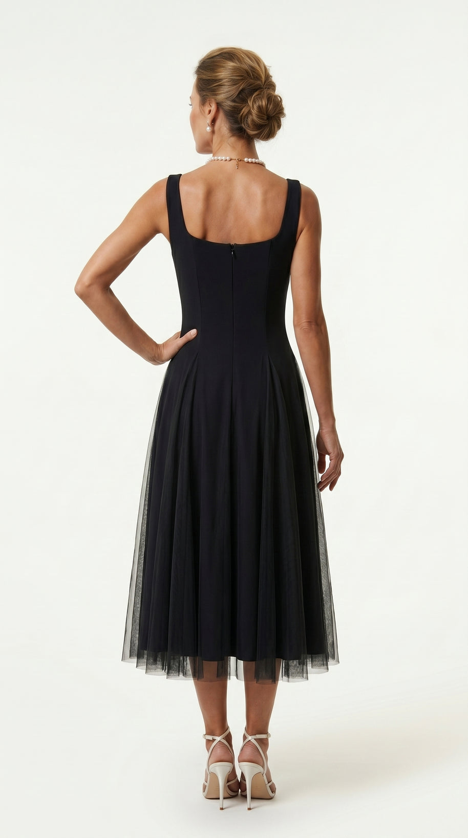 Vestido de fiesta midi Aurora | Negro Clásico