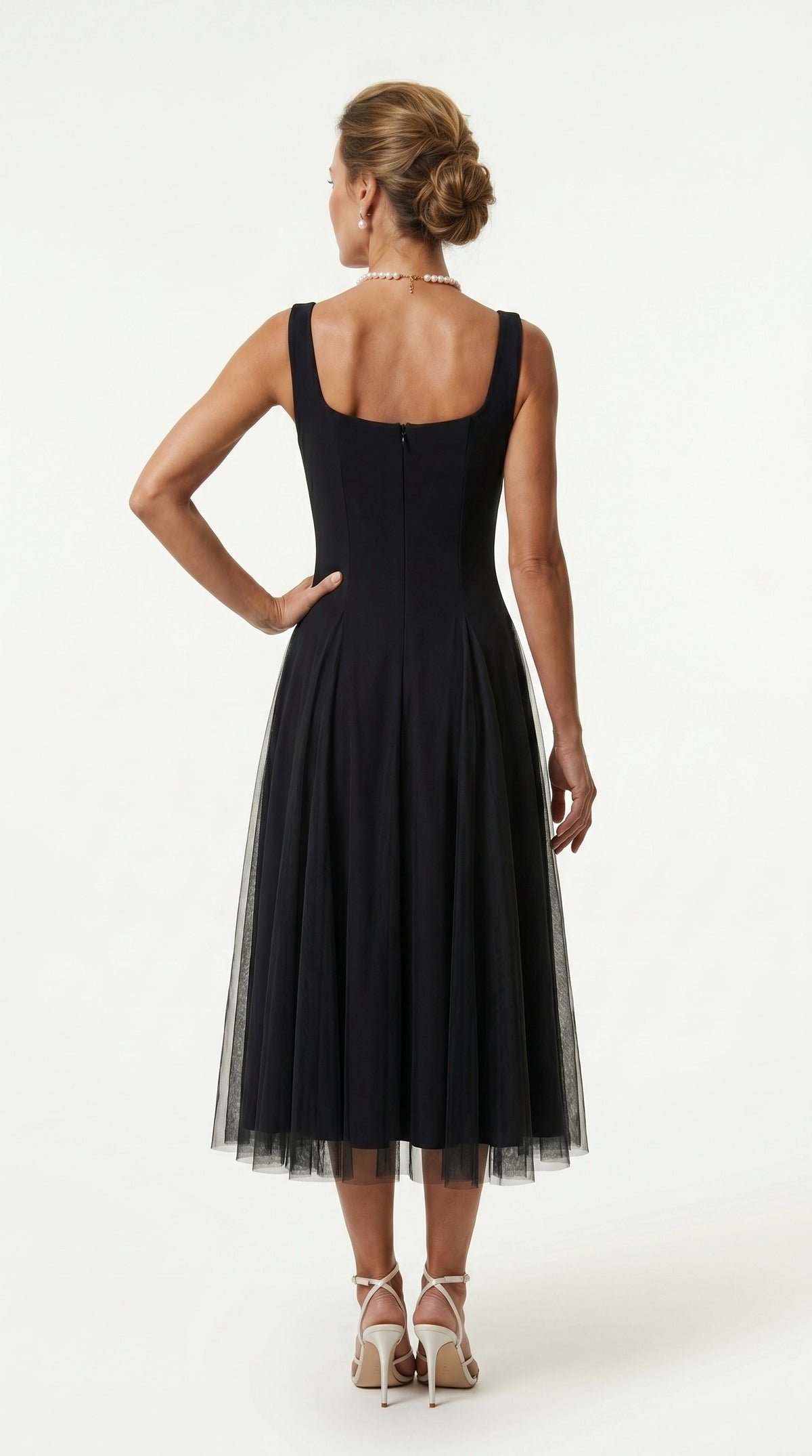 Vestido de fiesta midi Aurora | Negro Clásico