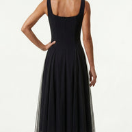 Vestido de fiesta midi Aurora | Negro Clásico