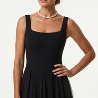 Vestido de fiesta midi Aurora | Negro Clásico