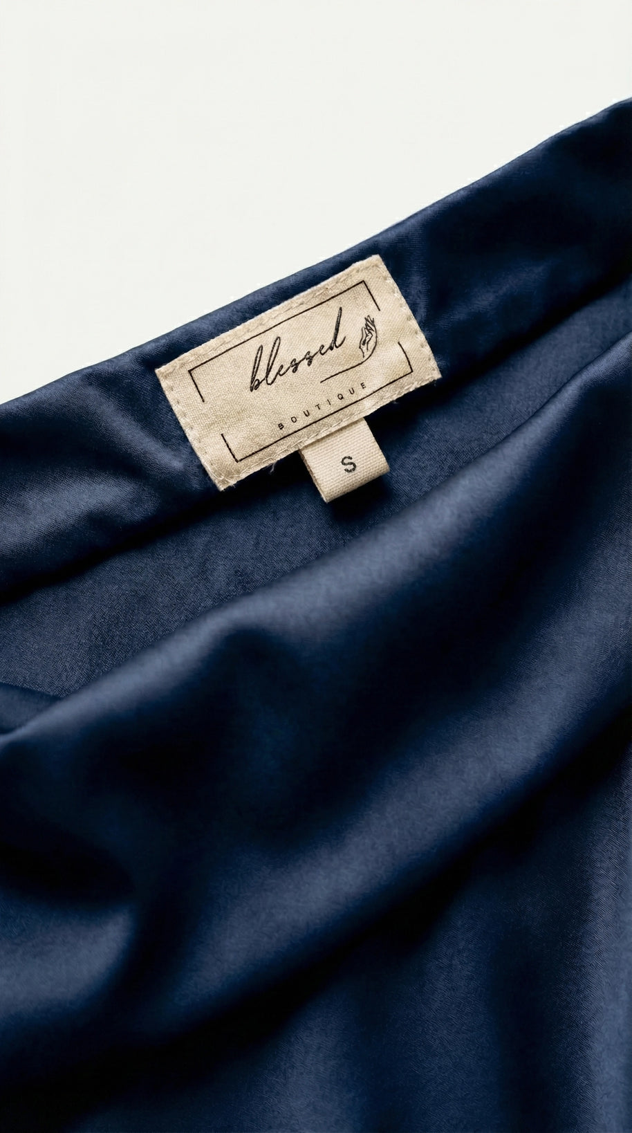 Falda Satinada Midi Claire | Azul Marino